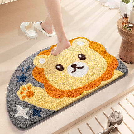 Half Round Bath Mats, Entrance Carpet Cartoon Doormat, Half Round Cute Entrance Welcome Mat, Half Round Non-Slip Rug