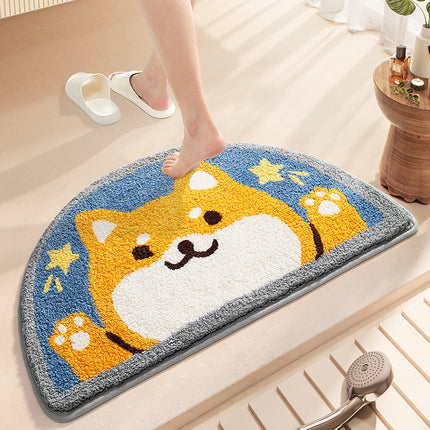 Half Round Bath Mats, Entrance Carpet Cartoon Doormat, Half Round Cute Entrance Welcome Mat, Half Round Non-Slip Rug