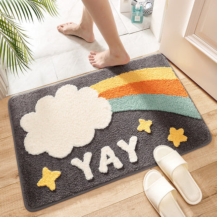 Bath mat, durable bathroom rug, fashion cartoon flocking design, small bath mat for bathroom door interior