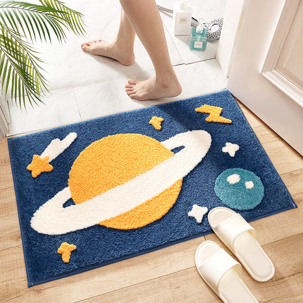 Bath mat, durable bathroom rug, fashion cartoon flocking design, small bath mat for bathroom door interior