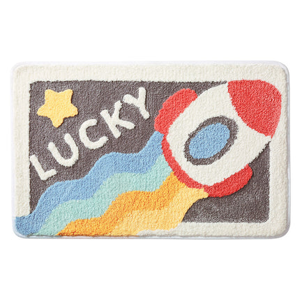 Bath mat, durable bathroom rug, fashion cartoon flocking design, small bath mat for bathroom door interior