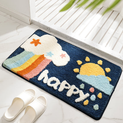 Bath mat, durable bathroom rug, fashion cartoon flocking design, small bath mat for bathroom door interior