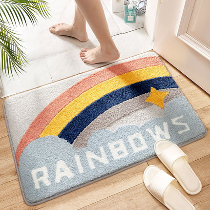 Bath mat, durable bathroom rug, fashion cartoon flocking design, small bath mat for bathroom door interior