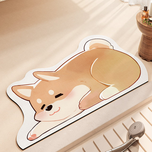 Cute Cartoon Bathroom Rugs Entrance Non-slip Bath Mat, Home Bathroom Absorbent Floor Mat, Toilet Quick Dry Mat, Bathroom Shower Mat