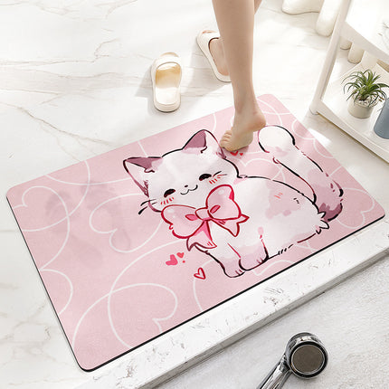 Cute Cartoon Bathroom Rugs Entrance Non-slip Bath Mat, Home Bathroom Absorbent Floor Mat, Toilet Quick Dry Mat, Bathroom Shower Mat