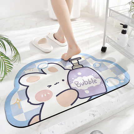 Cute Cartoon Bathroom Rugs Entrance Non-slip Bath Mat, Home Bathroom Absorbent Floor Mat, Toilet Quick Dry Mat, Bathroom Shower Mat