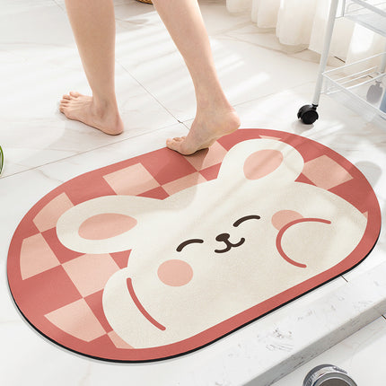 Cute Cartoon Bathroom Rugs Entrance Non-slip Bath Mat, Home Bathroom Absorbent Floor Mat, Toilet Quick Dry Mat, Bathroom Shower Mat