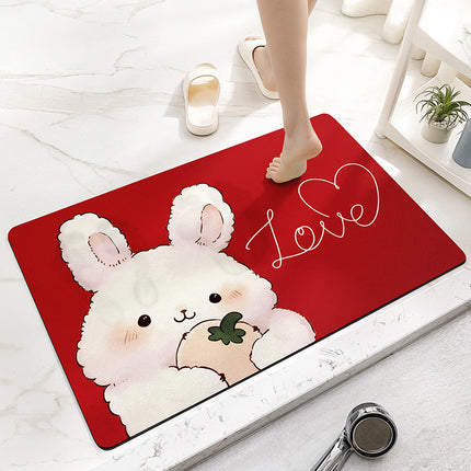 Cute Cartoon Bathroom Rugs Entrance Non-slip Bath Mat, Home Bathroom Absorbent Floor Mat, Toilet Quick Dry Mat, Bathroom Shower Mat