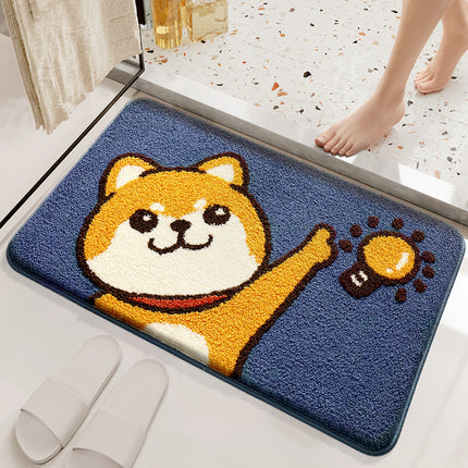 Soft Bathtub Mat Bathroom Rug, Non-Slip Absorbent Cute Design Cat Pattern Floor Door Soft Mat Dry Rugs