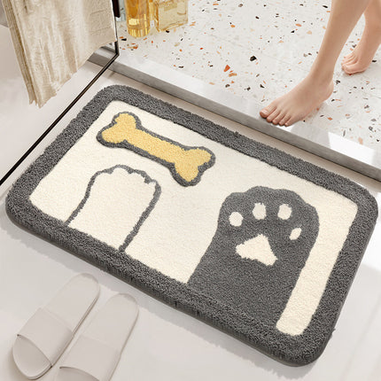 Soft Bathtub Mat Bathroom Rug, Non-Slip Absorbent Cute Design Cat Pattern Floor Door Soft Mat Dry Rugs