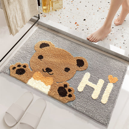 Soft Bathtub Mat Bathroom Rug, Non-Slip Absorbent Cute Design Cat Pattern Floor Door Soft Mat Dry Rugs