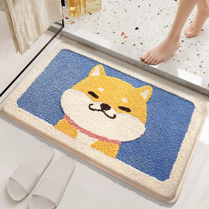 Soft Bathtub Mat Bathroom Rug, Non-Slip Absorbent Cute Design Cat Pattern Floor Door Soft Mat Dry Rugs