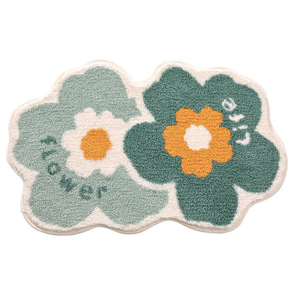 Non-Slip Bath Mat Cute Flower Bathroom Rugs Soft Absorbent Microfiber Bath Rug Machine Washable Floor Bath Rugs Door Mat