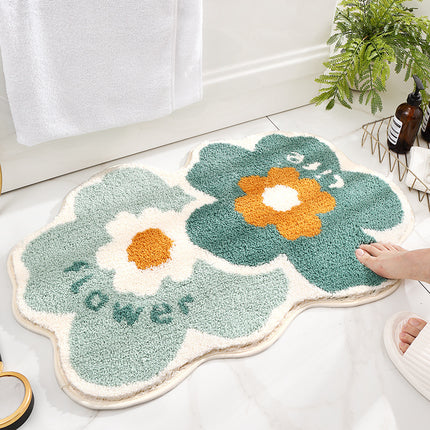 Non-Slip Bath Mat Cute Flower Bathroom Rugs Soft Absorbent Microfiber Bath Rug Machine Washable Floor Bath Rugs Door Mat