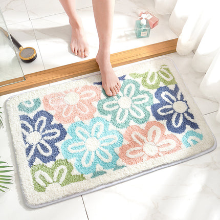 Non-Slip Bath Mat Cute Flower Bathroom Rugs Soft Absorbent Microfiber Bath Rug Machine Washable Floor Bath Rugs Door Mat