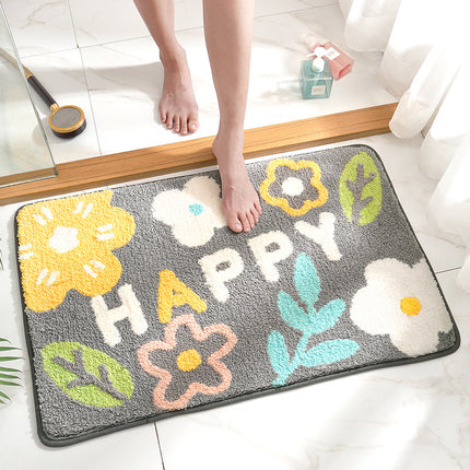 Non-Slip Bath Mat Cute Flower Bathroom Rugs Soft Absorbent Microfiber Bath Rug Machine Washable Floor Bath Rugs Door Mat