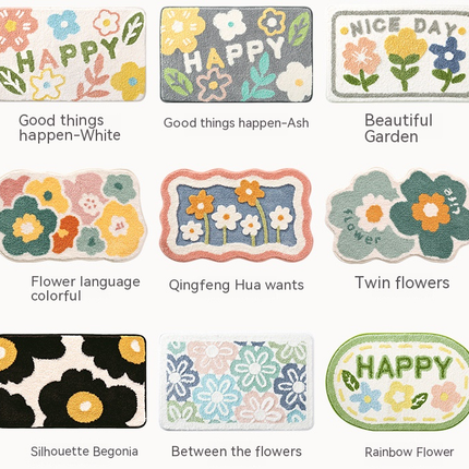 Non-Slip Bath Mat Cute Flower Bathroom Rugs Soft Absorbent Microfiber Bath Rug Machine Washable Floor Bath Rugs Door Mat