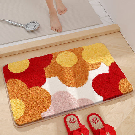 Non-Slip Bath Mat Cute Flower Bathroom Rugs Soft Absorbent Microfiber Bath Rug Machine Washable Floor Bath Rugs Door Mat