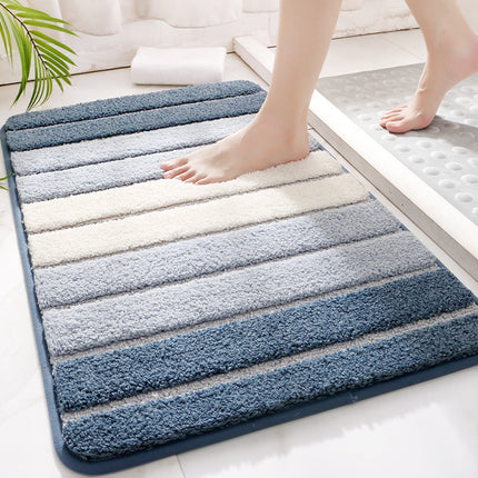 Bathroom Mats non-slip bathmat for bathroom floor and bathtub, super soft absorbent bathroom floor mat, microfiber striped bathroom rugs