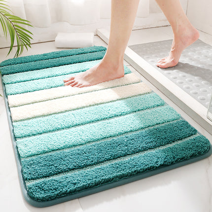 Bathroom Mats non-slip bathmat for bathroom floor and bathtub, super soft absorbent bathroom floor mat, microfiber striped bathroom rugs