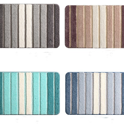 Bathroom Mats non-slip bathmat for bathroom floor and bathtub, super soft absorbent bathroom floor mat, microfiber striped bathroom rugs