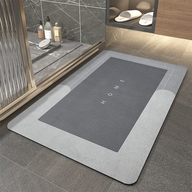 Rubber Bathmat non-slip quick drying bathroom rug, super absorbent thin bath mats for under the door, stylish washable bathroom floor mat