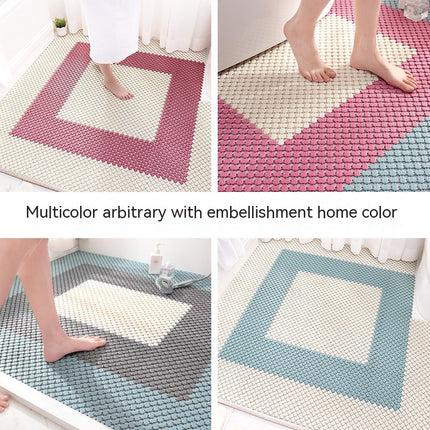 Shower Mat, TPE Bathroom Mat with Drainage Holes, Interlocking Non-Slip Drainage Mat with Foot Massage for Kitchen, Bathroom