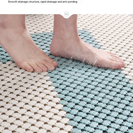 Shower Mat, TPE Bathroom Mat with Drainage Holes, Interlocking Non-Slip Drainage Mat with Foot Massage for Kitchen, Bathroom