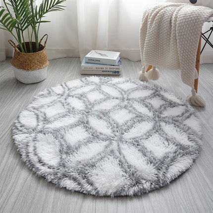 Tie Dye Round Rugs Super Soft Shaggy Pile Kids Bedroom Area Rugs Geometric Round Rugs - Non-Slip Home Decor Cute Teen Room Rugs