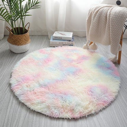 Tie Dye Round Rugs Super Soft Shaggy Pile Kids Bedroom Area Rugs Geometric Round Rugs - Non-Slip Home Decor Cute Teen Room Rugs