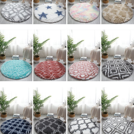 Tie Dye Round Rugs Super Soft Shaggy Pile Kids Bedroom Area Rugs Geometric Round Rugs - Non-Slip Home Decor Cute Teen Room Rugs