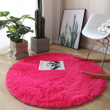 Soft Round Rugs For Bedroom - Plush Round Kids Rugs - Cute Cozy Shaggy Living Room Area Rugs