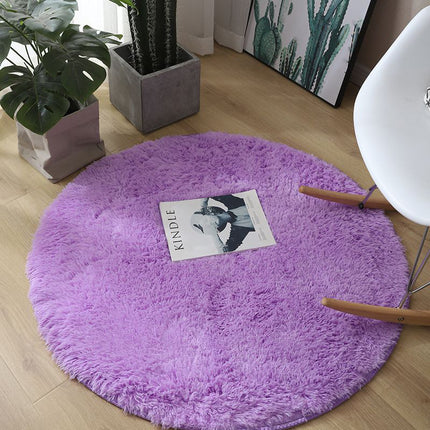 Soft Round Rugs For Bedroom - Plush Round Kids Rugs - Cute Cozy Shaggy Living Room Area Rugs