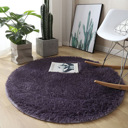 Soft Round Rugs For Bedroom - Plush Round Kids Rugs - Cute Cozy Shaggy Living Room Area Rugs