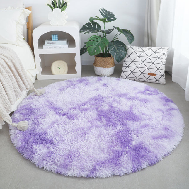 Tie Dye Round Rugs, Artificial Wool Rugs for Living Room, Fluffy Washable Shaggy Rugs for Bedroom Teenager's Room Dormitory Decorations