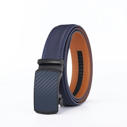 Men's Genuine Leather Ratchet Belt,with Sliding Buckle Trim