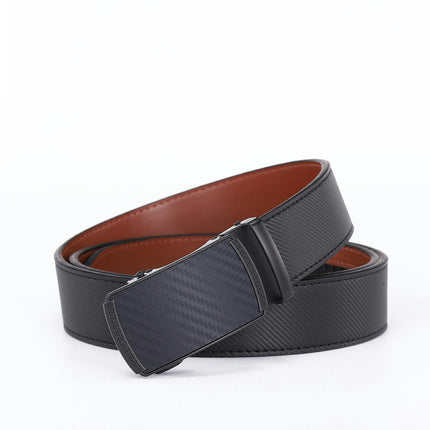 Men's Genuine Leather Ratchet Belt,with Sliding Buckle Trim