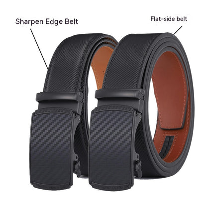 Men's Genuine Leather Ratchet Belt,with Sliding Buckle Trim