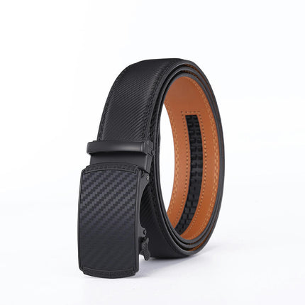 Men's Genuine Leather Ratchet Belt,with Sliding Buckle Trim