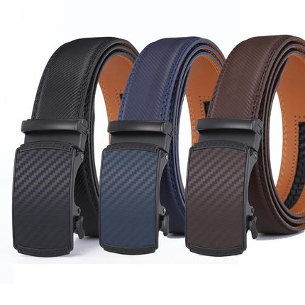 Men's Genuine Leather Ratchet Belt,with Sliding Buckle Trim