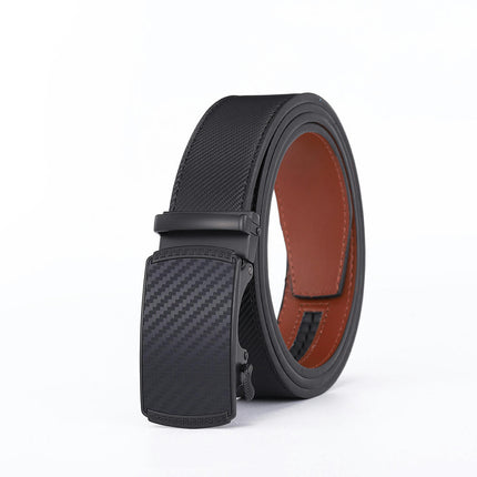 Men's Genuine Leather Ratchet Belt,with Sliding Buckle Trim