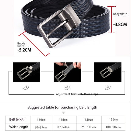 Men's Genuine Leather Dress Belt with Single Prong Buckle