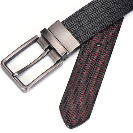 Men's Genuine Leather Dress Belt with Single Prong Buckle