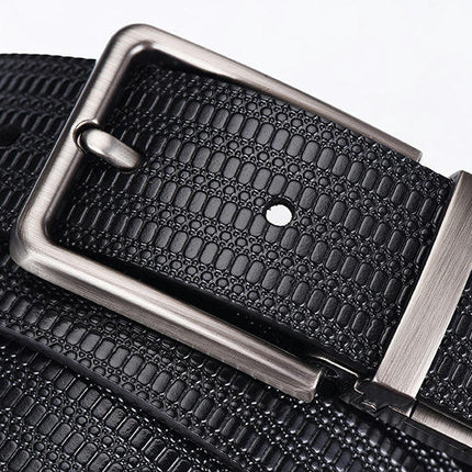 Men's Genuine Leather Dress Belt with Single Prong Buckle