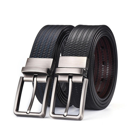 Men's Genuine Leather Dress Belt with Single Prong Buckle