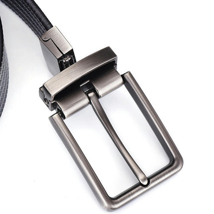 Men's Genuine Leather Dress Belt with Single Prong Buckle