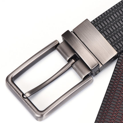 Men's Genuine Leather Dress Belt with Single Prong Buckle