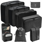 Wash Bag Eight Piece Set - Black