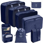 Wash Bag Eight Piece Set - Navy Green