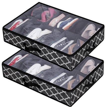 Foldable Under Bed Shoe Organizer with Sturdy Handles and Clear Window